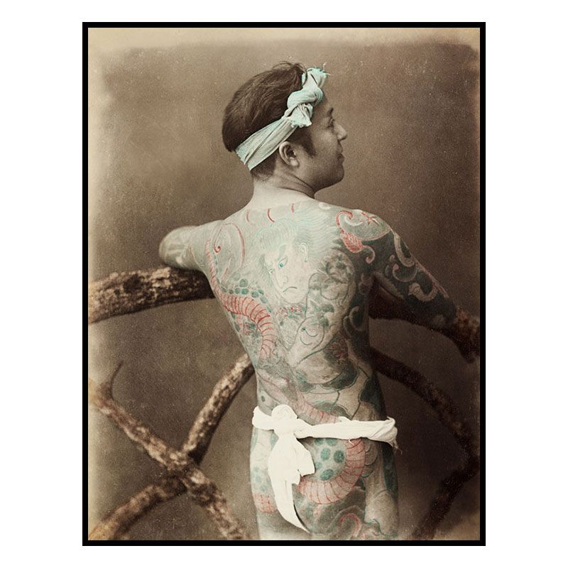 Tattoo photography of Japanese naked man with tattoo  (1870 –1890) by Kusakabe Kimbei