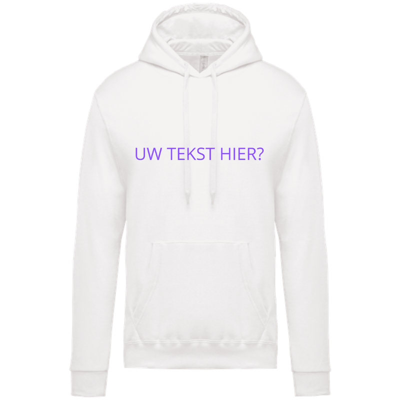 WITTE HOODIE MET TEKST EN/OF ILLUSTRATIE  (verschillende kleuren tekst)