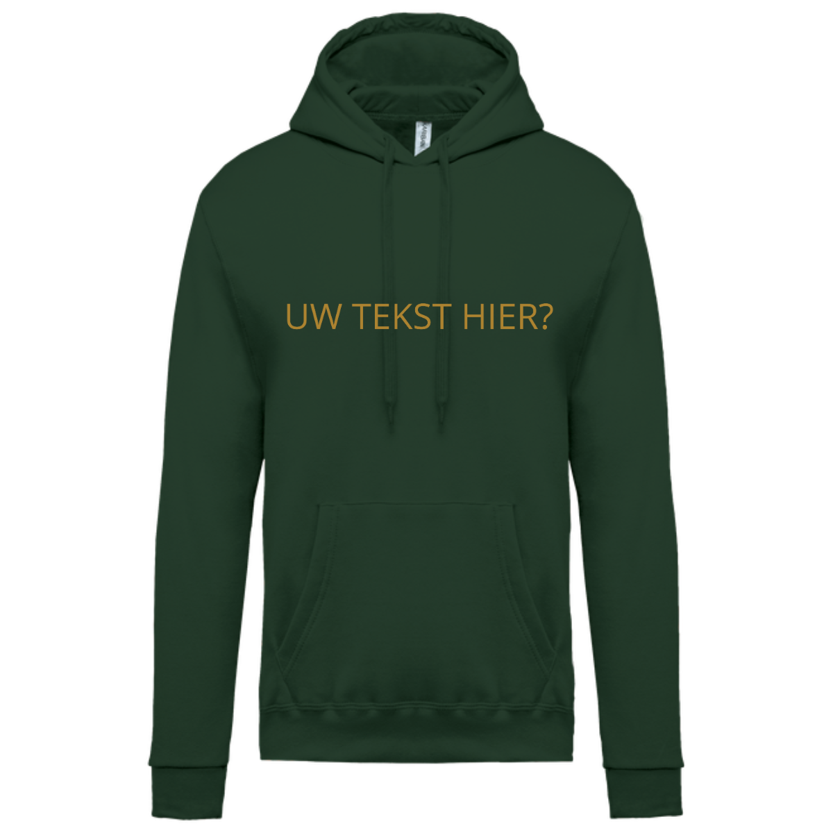 BOSGROEN HOODIE MET TEKST EN /OF ILLUISTRATIE (verschillende kleuren tekst)