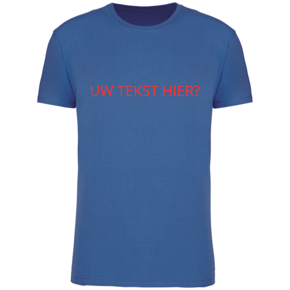 KONINGSBLAUW TSHIRT MET TEKST EN/OF ILLUSTRATIE (verschillende kleuren tekst)