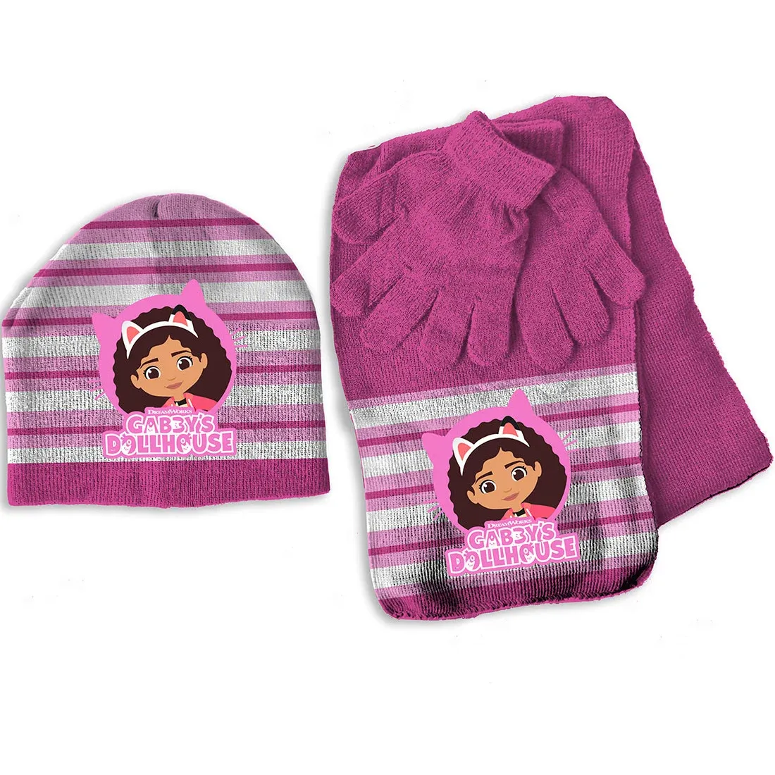 GABBY&#39; S POPPENHUIS SET MUTS SJAAL EN HANDSCHOENEN