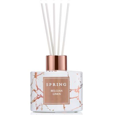 Geurstokjes 170ml “Royal Tea” marble white &amp; rosé gold – Spring Fragrances
