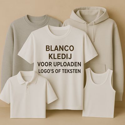 BLANCO KLEDIJ VOOR UPLOADEN LOGO&#39;S OF TEKSTEN (zie bij omschrijving uitleg bundelkorting)
