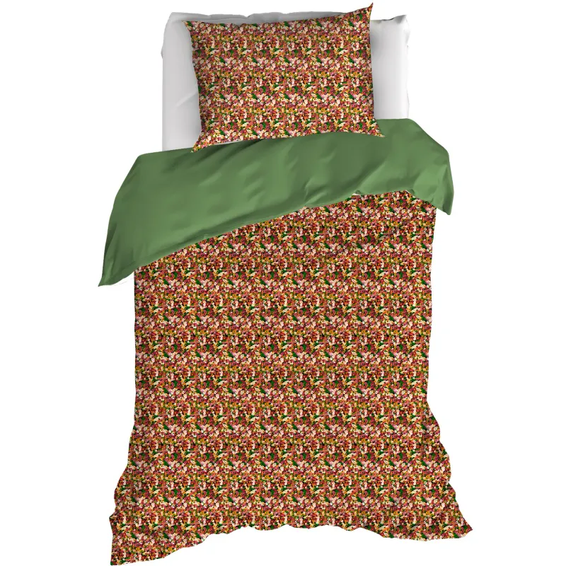 Dekbedovertrek Flowerpower, Green Bee - 140 x 200/220 - Katoen Percal