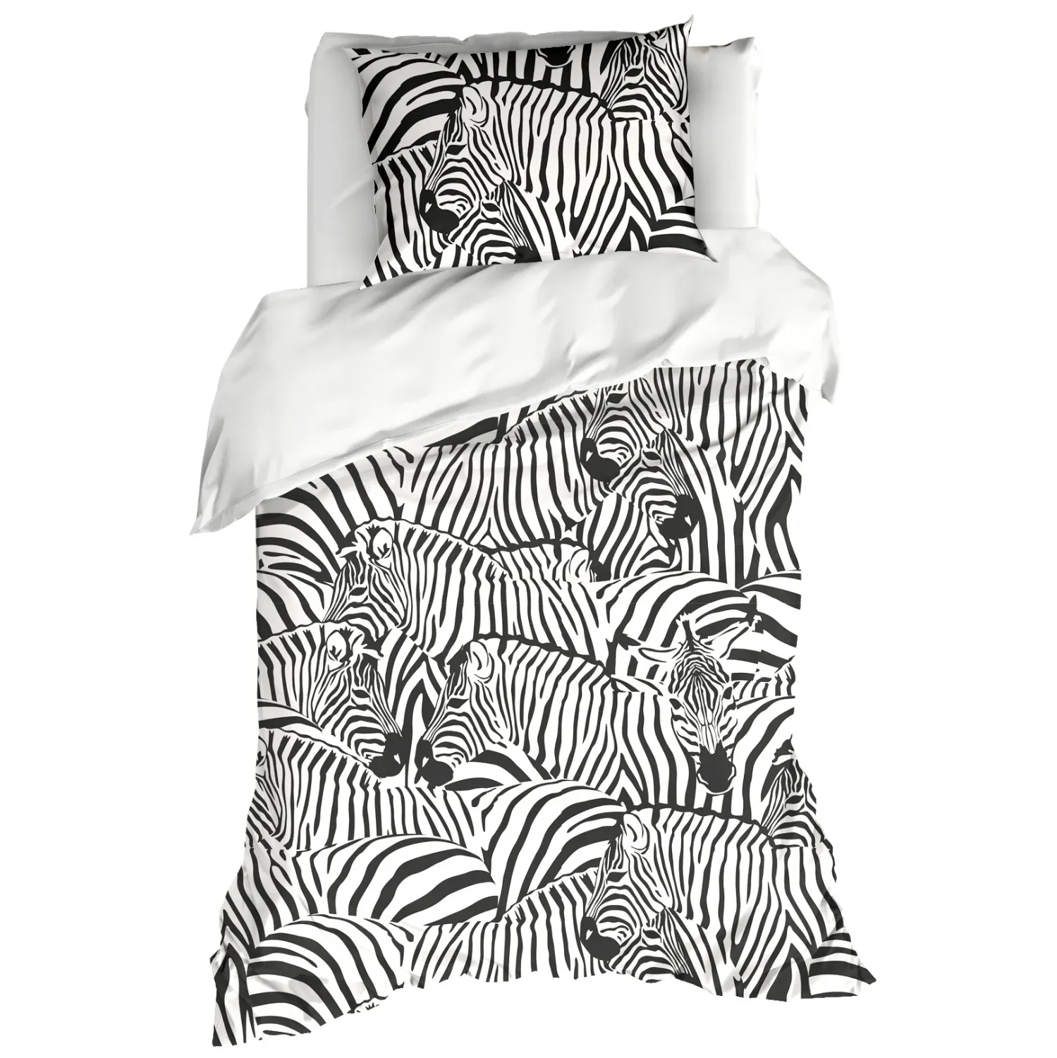 Dekbedovertrek Zebra Eggshell - Eenpersoons - 140 x 200/220 cm - Katoen Satijn