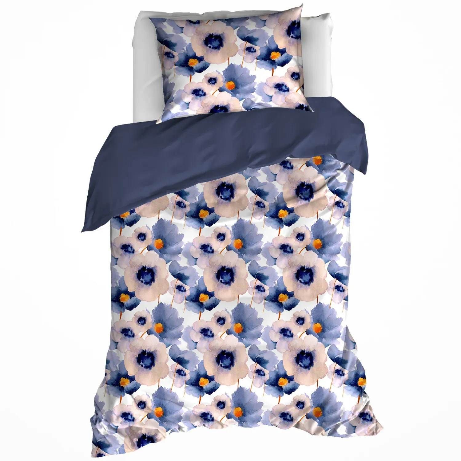 Dekbedovertrek Veronica Mood Indigo - Eenpersoons - 140 x 200/220 cm - Katoen Flanel