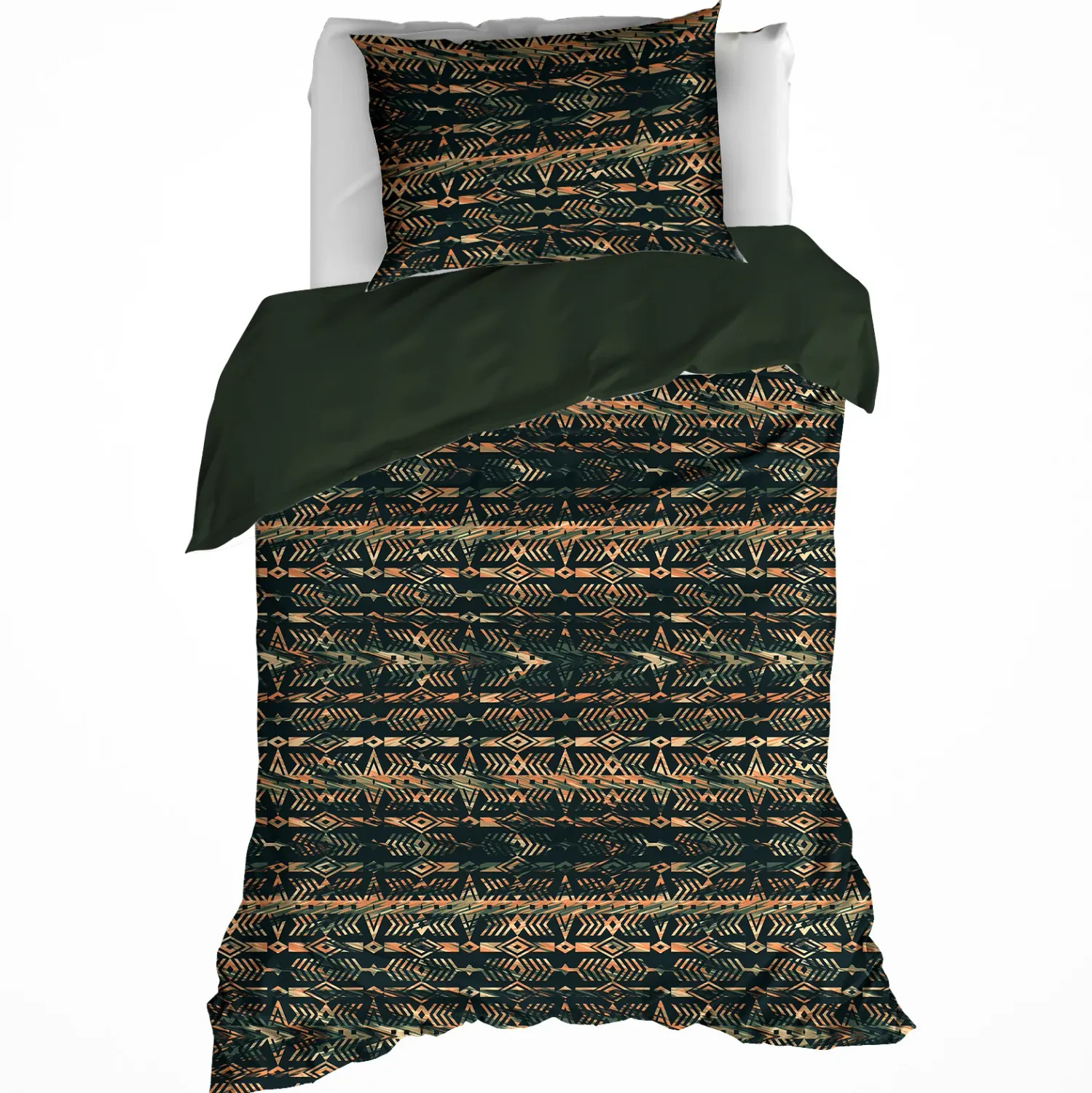 Dekbedovertrek Rufus Khaki - Eenpersoons - 140 x 200/220 cm - Katoen Flanel