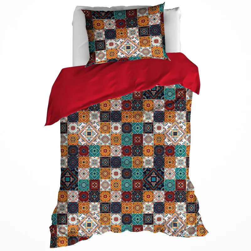Dekbedovertrek ankara red dahlia 140x200/220+60x70 katoen