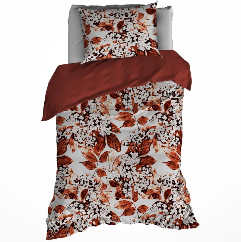 Dekbedovertrek Katoen Flanel Mimulus - Eenpersoons - 140 x 200/220 cm - Rood