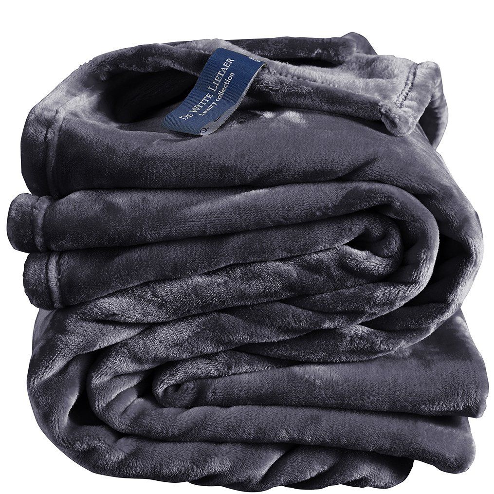 Fleece deken Cosy blue graphite  - 150 x 200 cm - 100% polyester