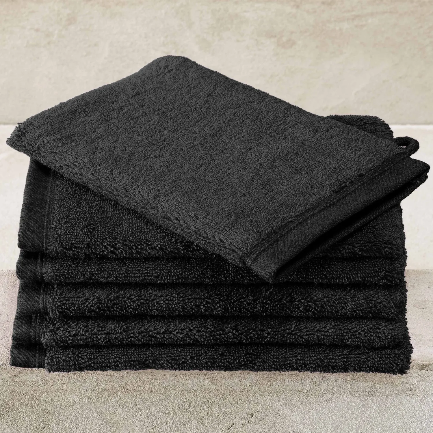 Washandjes Contessa, Black - 16 x 21 cm - 6 stuks - Katoen