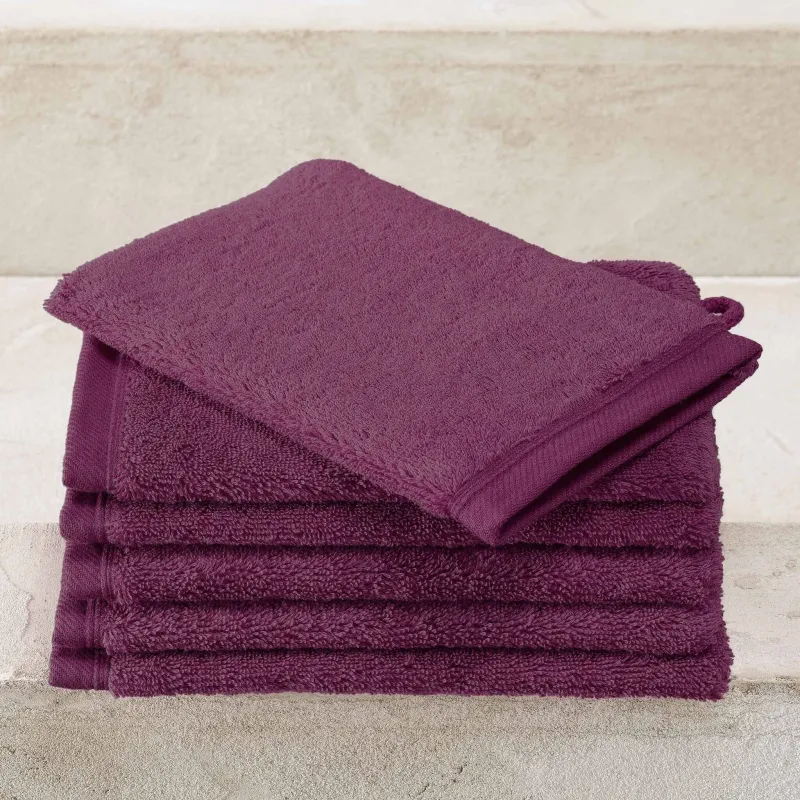 Washandjes Contessa, Aubergine - 16 x 21 cm - 6 stuks - Katoen