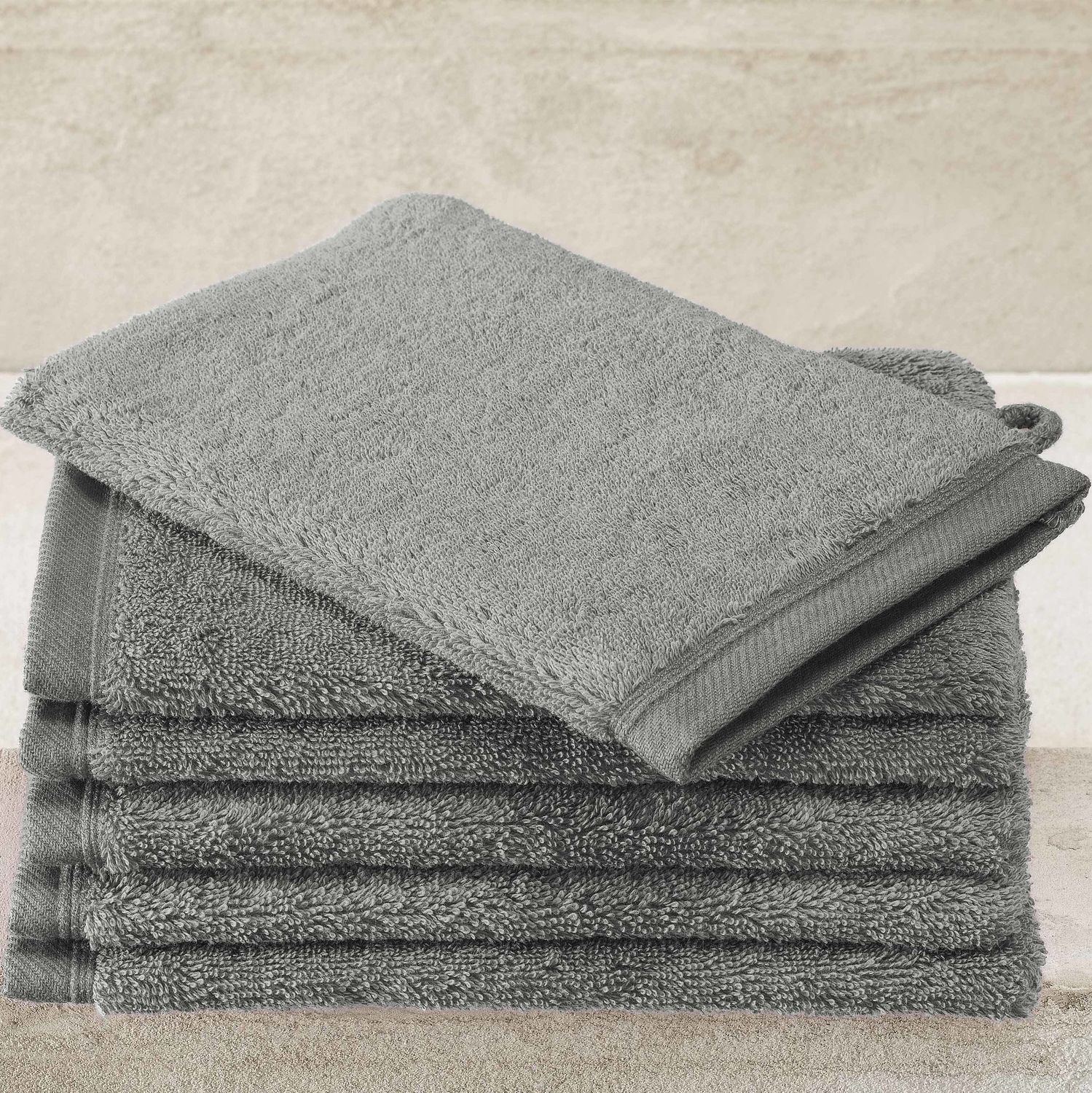 Washandjes Contessa Steel Gray 16 x 21 cm - 6 stuks - Katoen