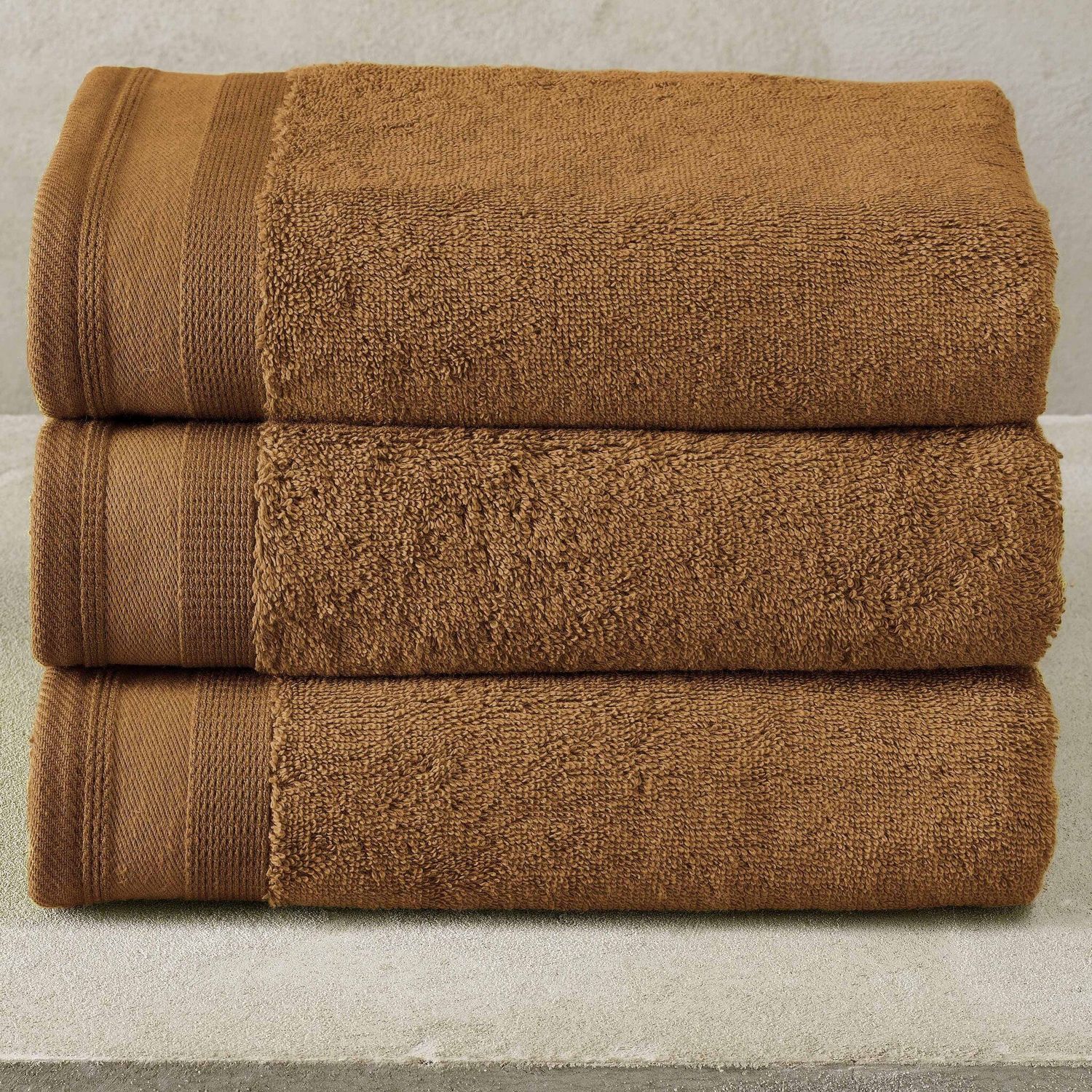 Handdoeken Contessa, Caramel - 50 x 100 cm - 3 stuks - Katoen
