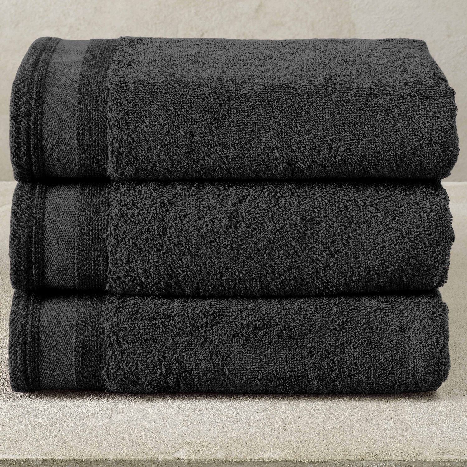 Handdoeken Contessa, Black - 50 x 100 cm - 3 stuks - Katoen