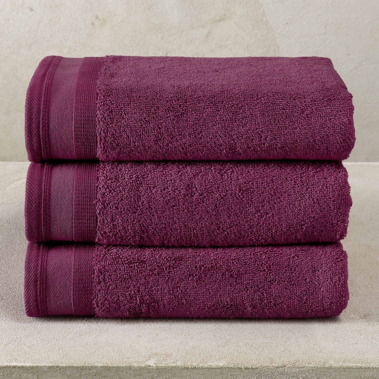 Handdoeken Contessa, Aubergine - 50 x 100 cm - 3 stuks - Katoen