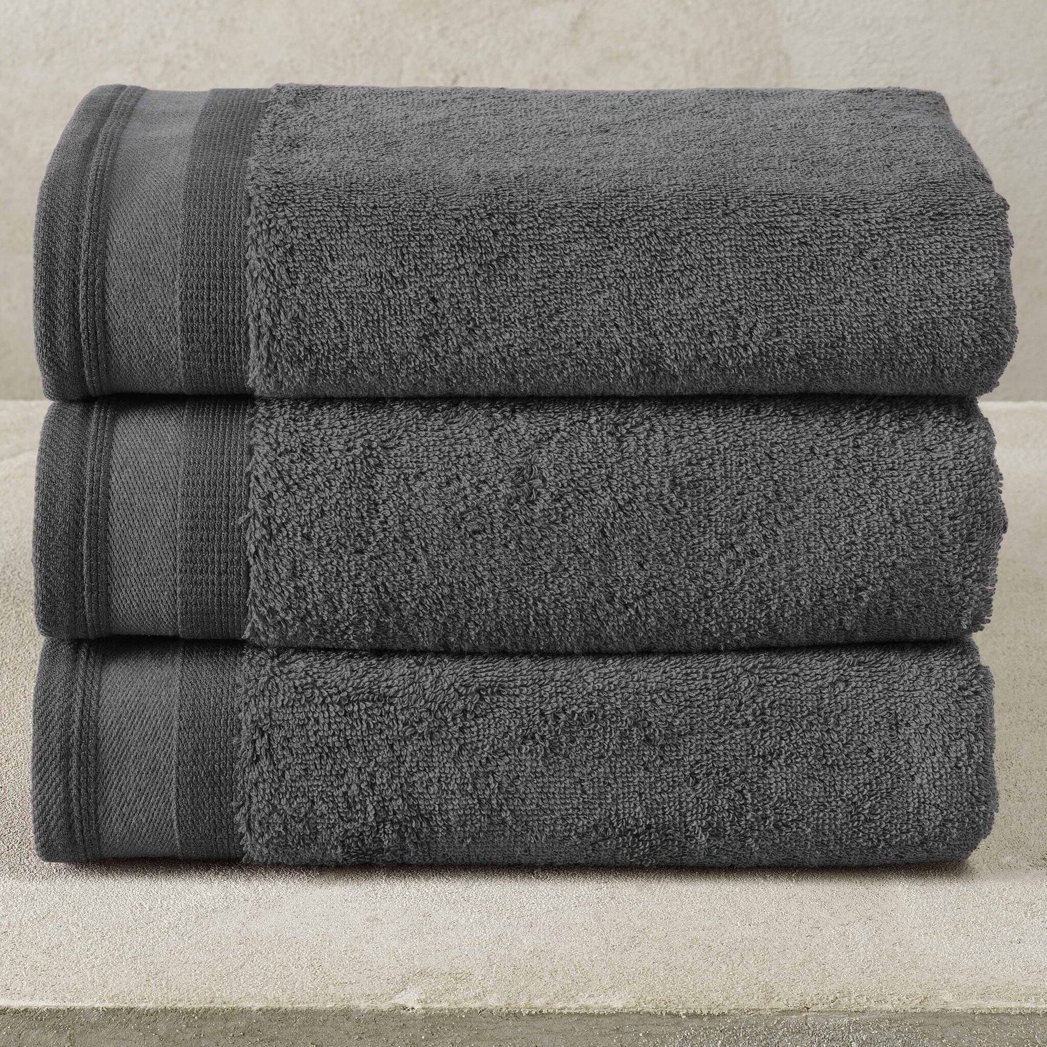 Handdoeken Contessa, Dark Grey - 50 x 100 cm - 3 stuks - Katoen