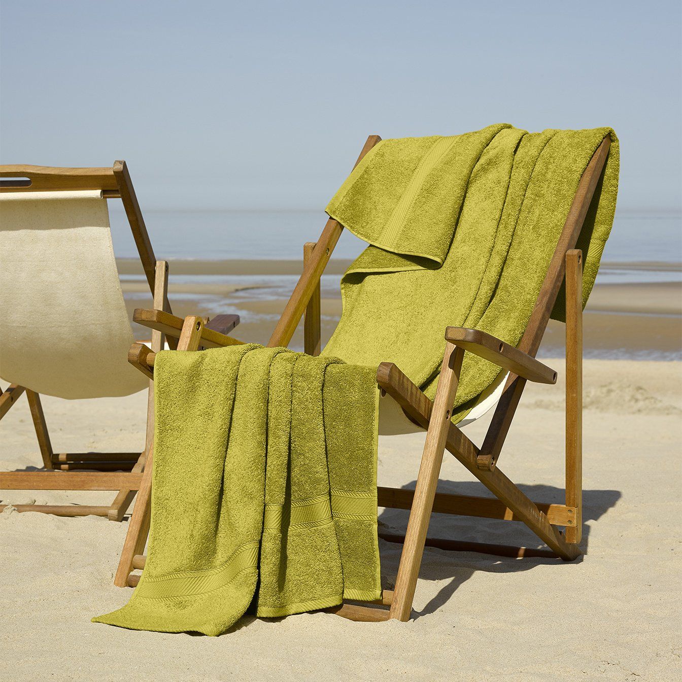 Strandlaken Helene Warm Olive 100 x 200 cm - Katoen