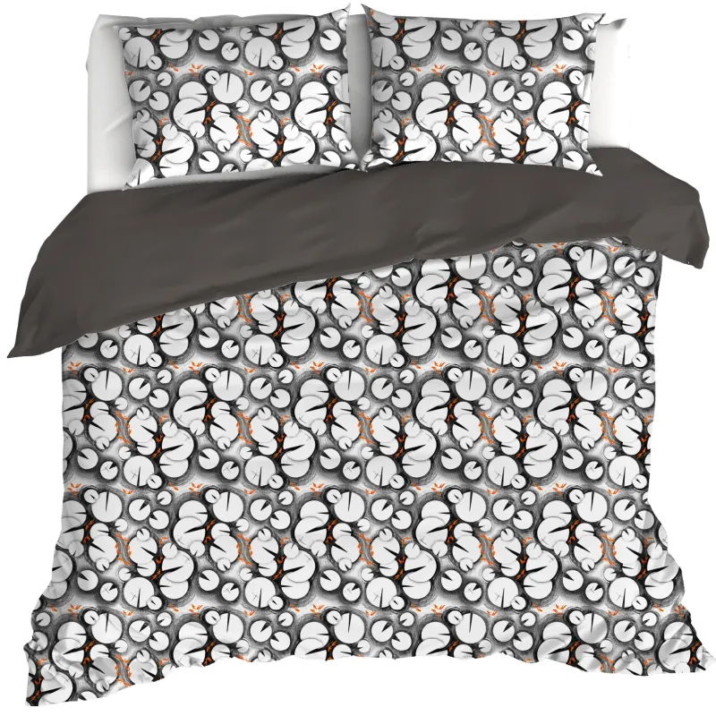 Dekbedovertrek Lilypad, Black - 200 x 200/220 - Katoen Percal