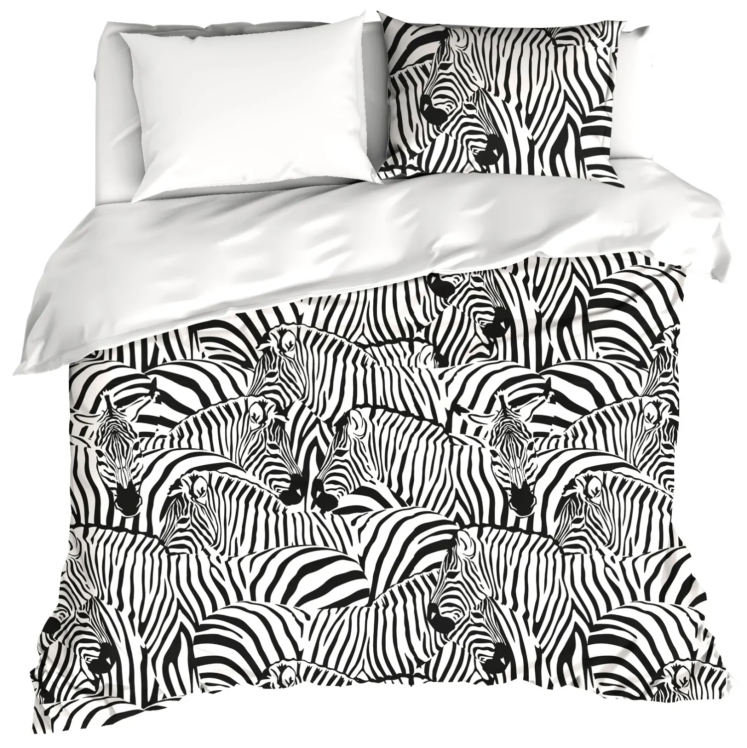 Dekbedovertrek Zebra Eggshell - Tweepersoons - 200 x 200/220 cm - Katoen Satijn