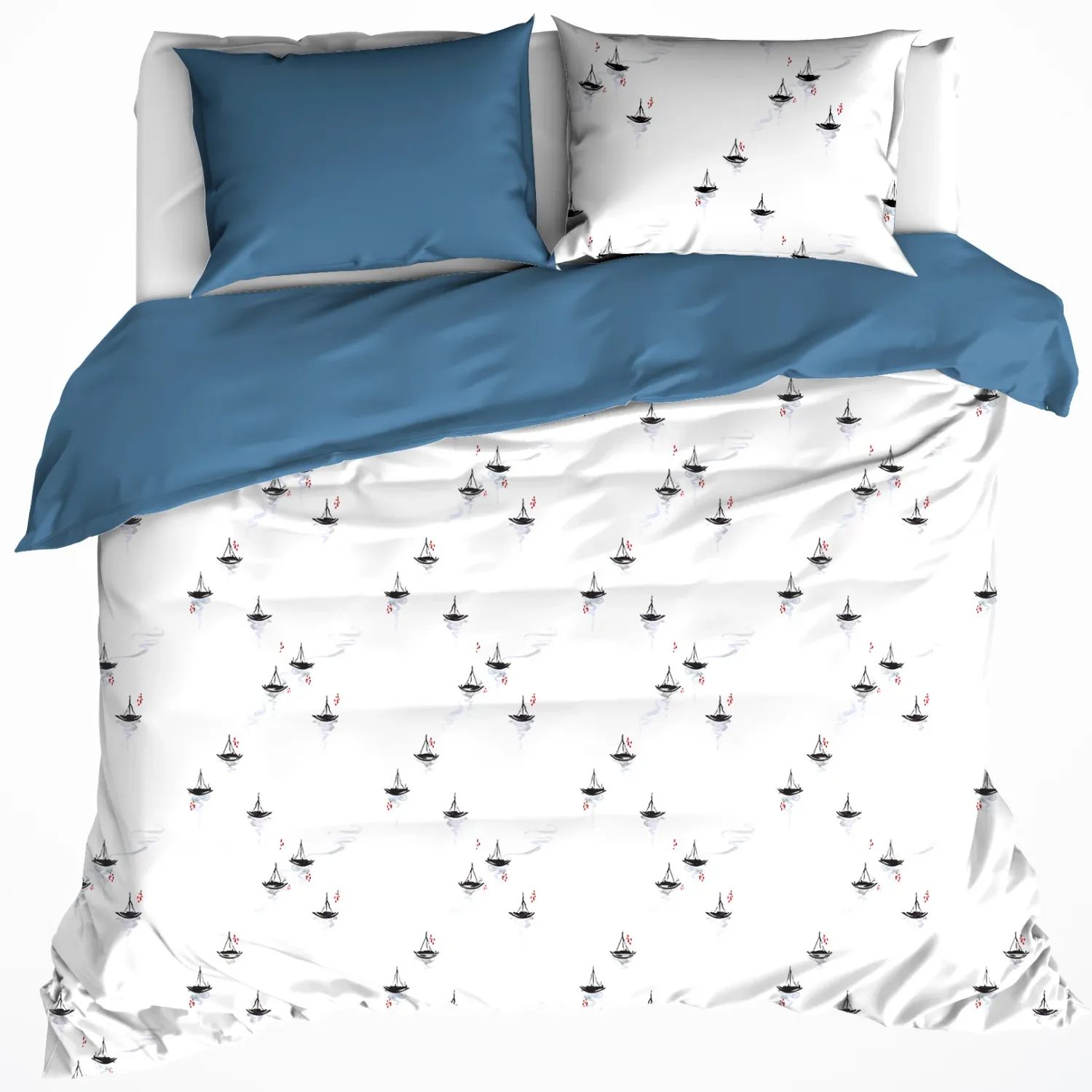 Dekbedovertrek Hiroshi Blue Horizon - Tweepersoons - 200 x 200/220 - Katoen Perkal