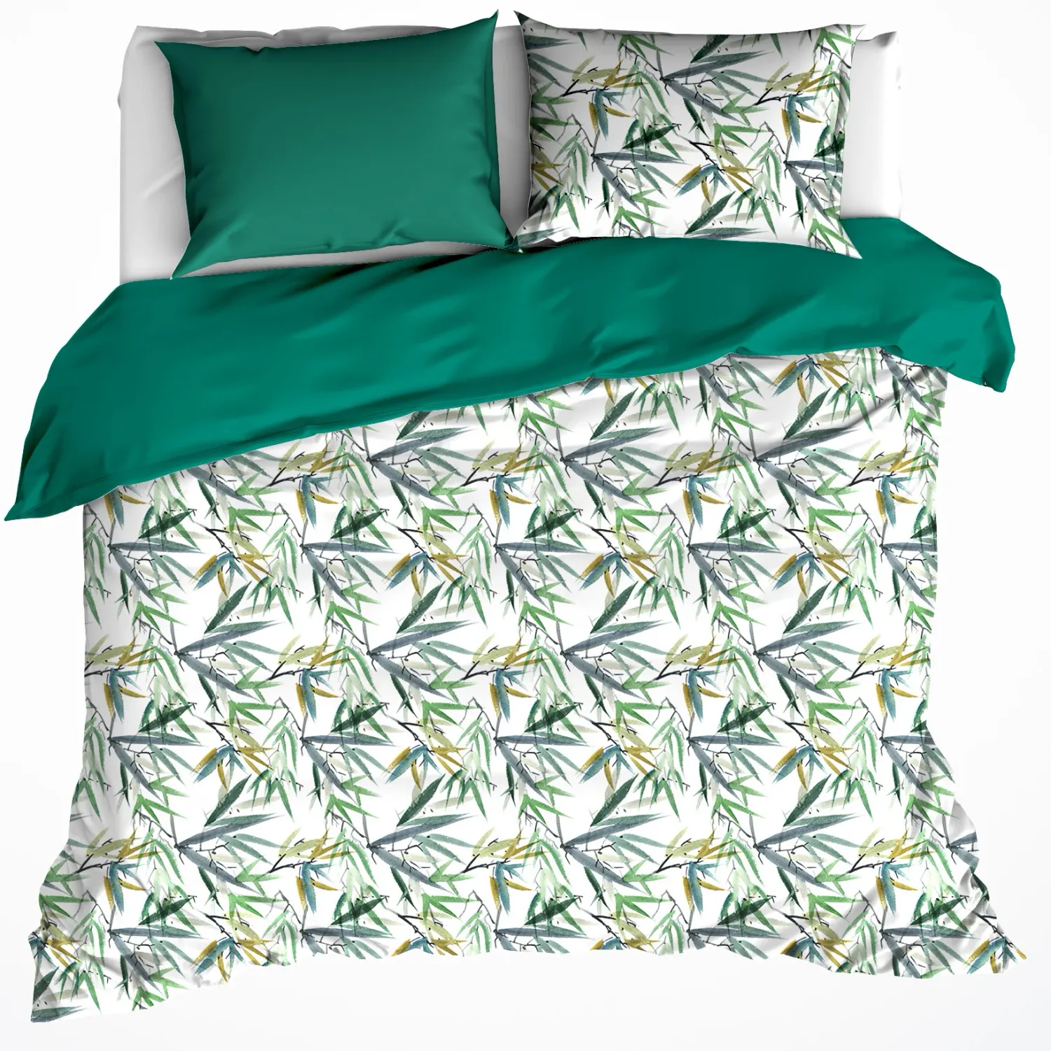 Dekbedovertrek Katoen Salix - Tweepersoons - 200 x 200/220 cm - Groen