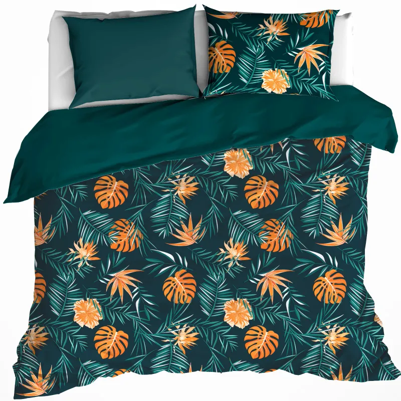 Dekbedovertrek Satijn Bird of Paradise - Tweepersoons - 200 x 200/220 cm - Groen