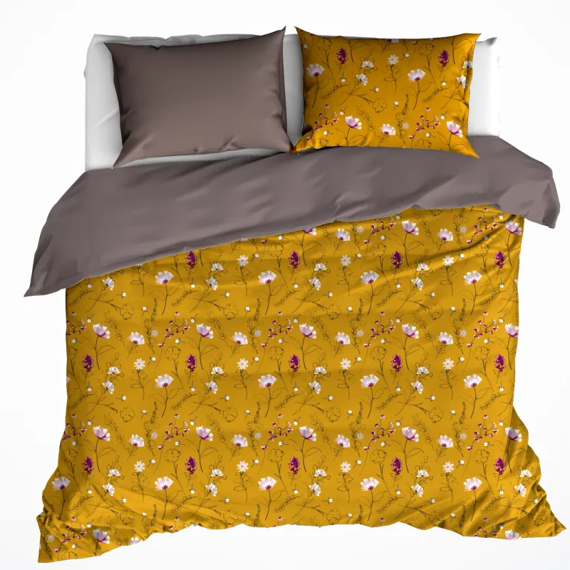 Dekbedovertrek Fleur 100% katoen satijn deep taupe 200x220 + 60x70 (2st)