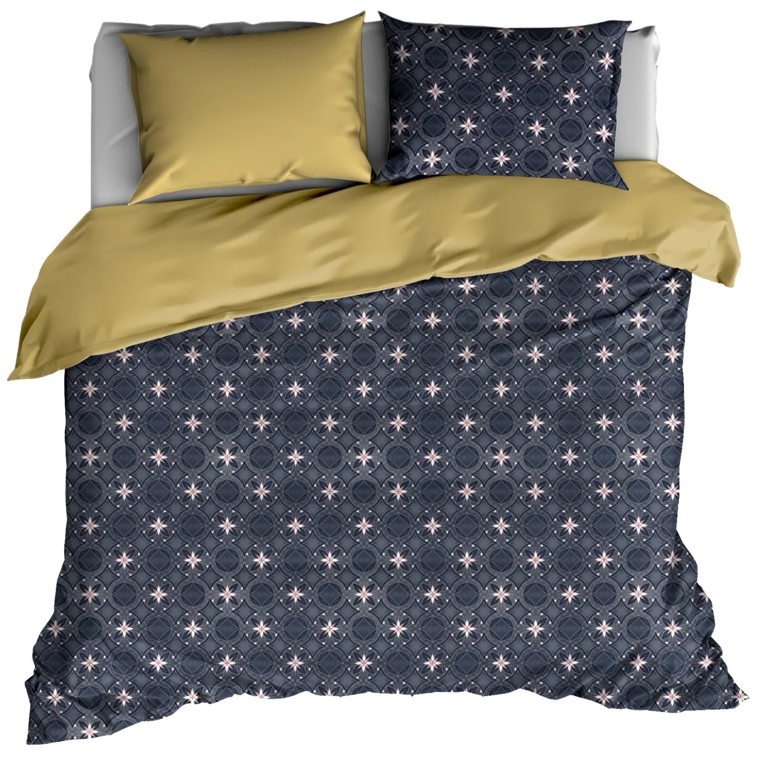 Dekbedovertrek Katoen Satijn Alice - Tweepersoons - 200 x 200/220 cm - Blauw
