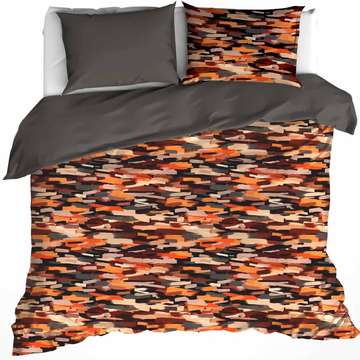 Dekbedovertrek Rothko Orange Rust - Lits Jumeaux - 240 x 220 cm - Katoen Flanel