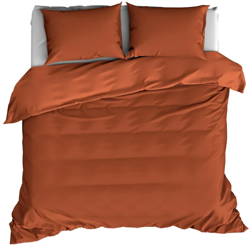Dekbedovertrek Katoen Satijn Olivia - Lits Jumeaux - 240 x 220 cm - Bruin
