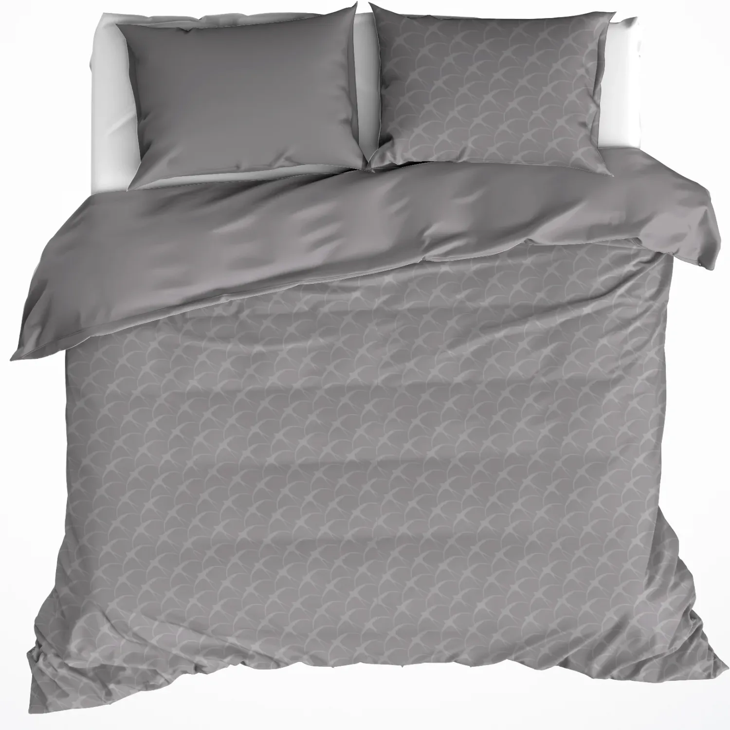 Dekbedovertrek Birds Grey - Lits Jumeaux - 240 x 220 cm - Flanel