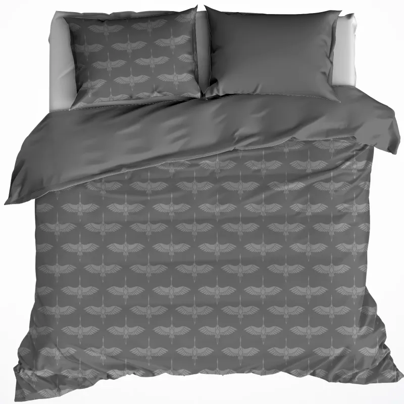 Dekbedovertrek Katoen Flanel Crane - Lits Jumeaux - 240 x 220 cm - Grijs