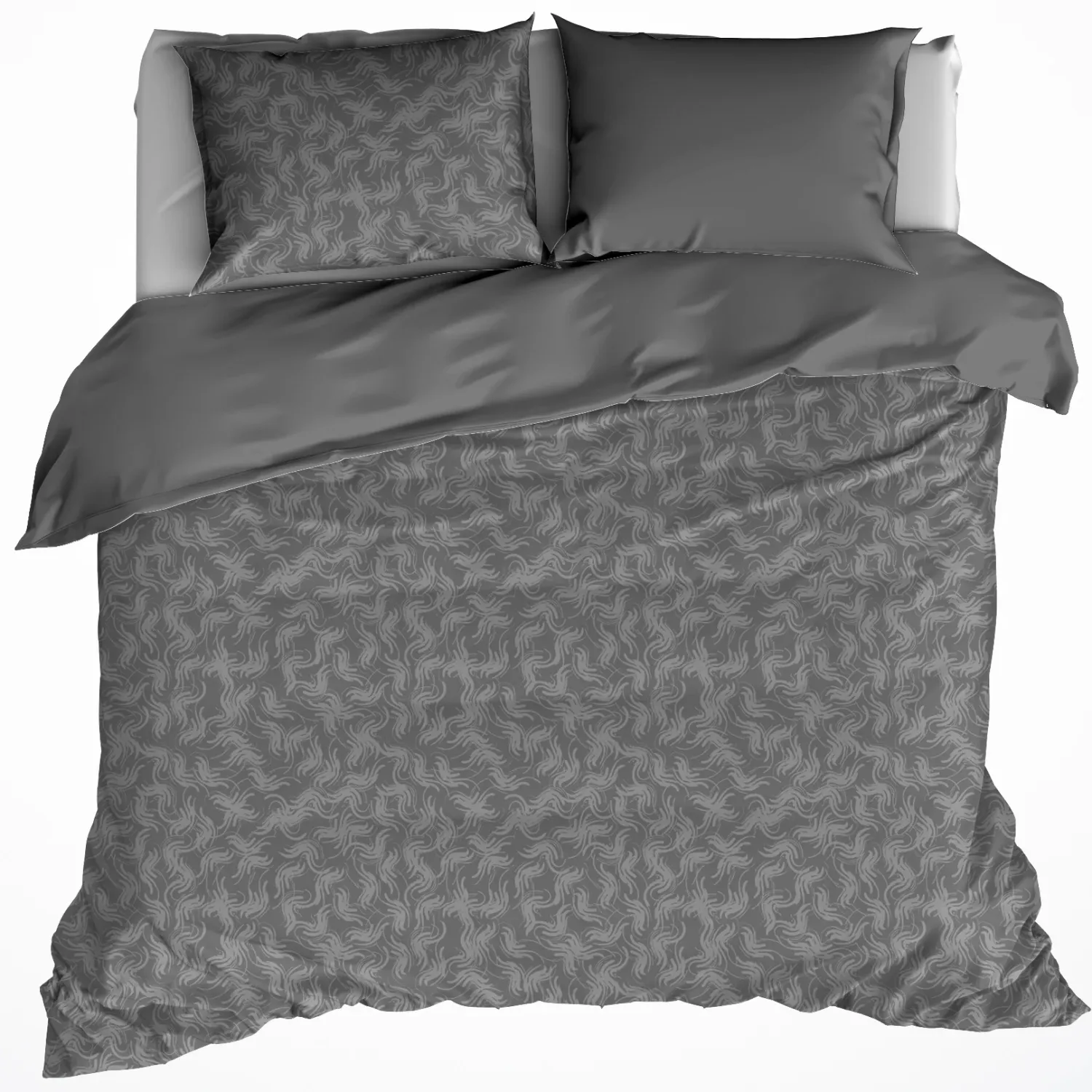 Dekbedovertrek Katoen Flanel Alvaro - Lits Jumeaux - 240 x 220 cm - Grijs