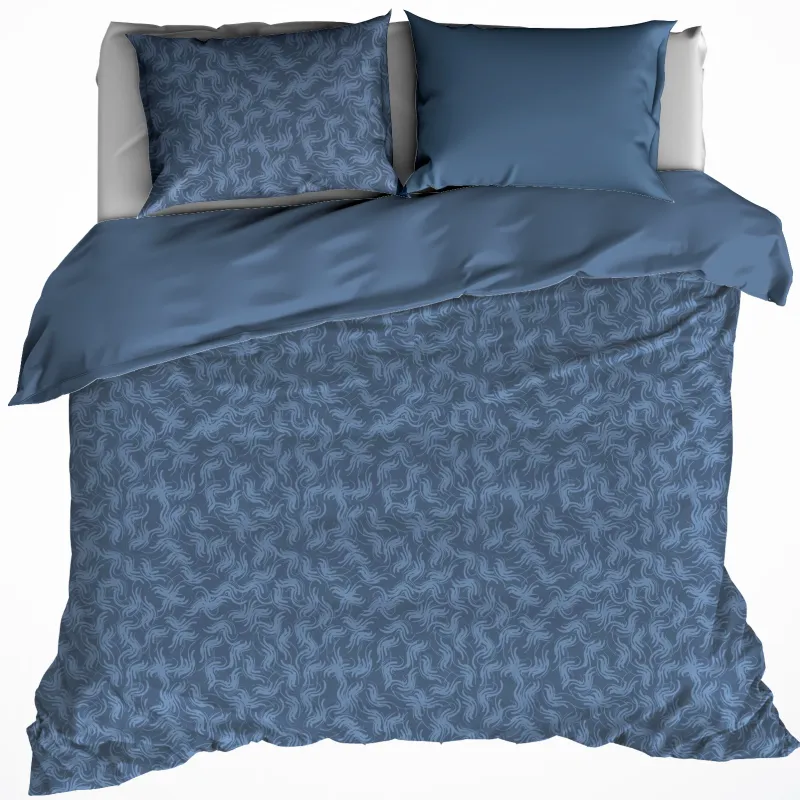 Dekbedovertrek Katoen Flanel Alvaro - Lits Jumeaux - 240 x 220 cm - Blauw
