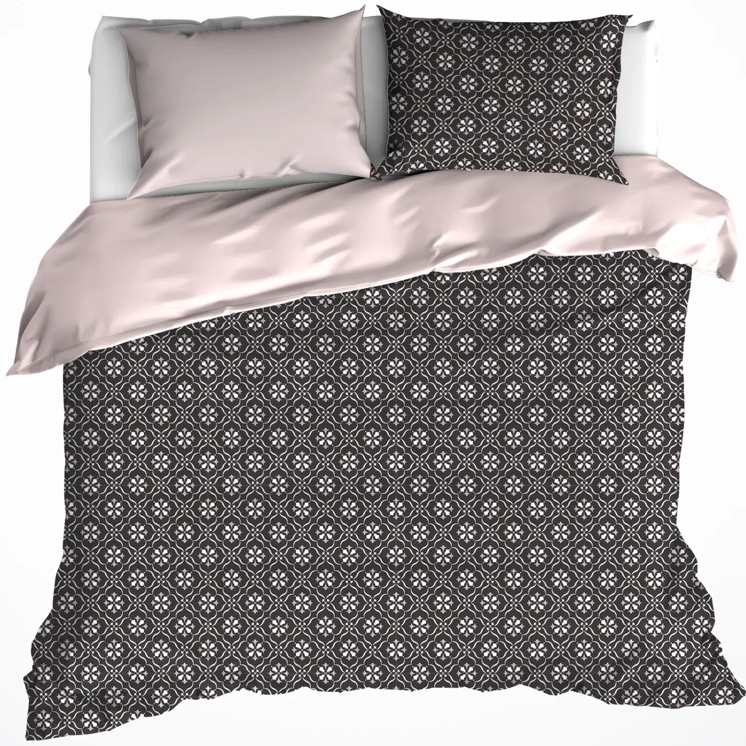 Dekbedovertrek Katoen Satijn Primrose - Lits Jumeaux - 240 x 220 cm - Zwart
