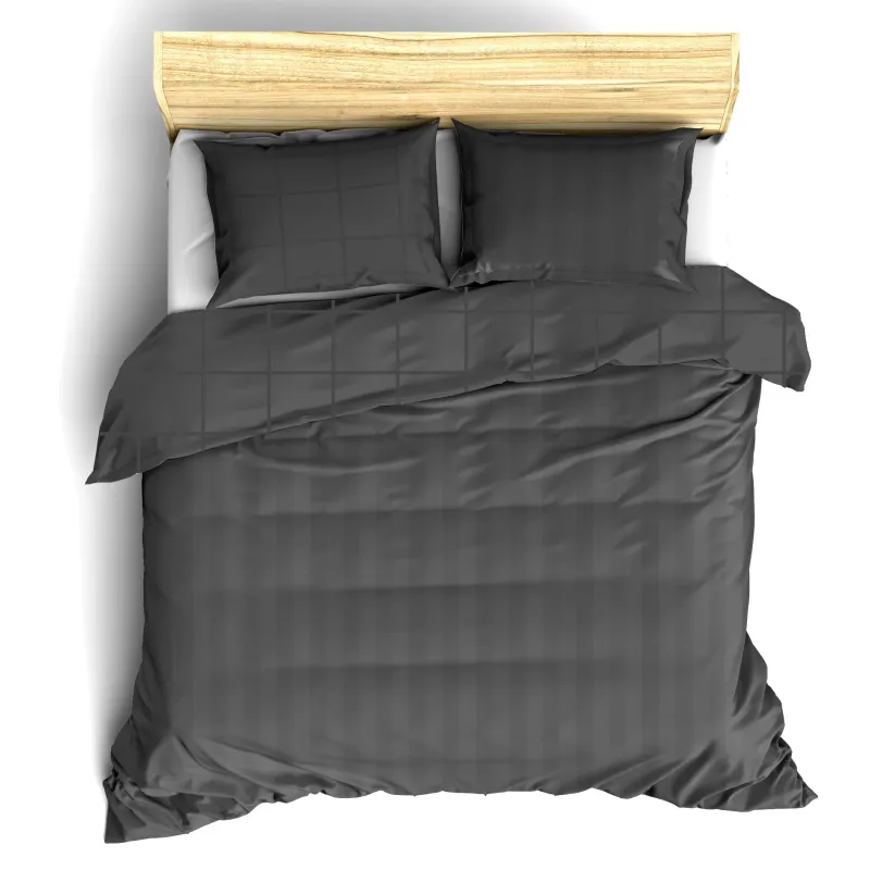 Dekbedovertrek Katoen Satijn Zygo - Lits Jumeaux - 240 x 220 cm - Zwart