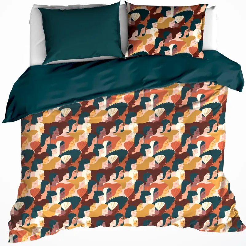 Dekbedovertrek Katoen Satijn Anaïs - Lits Jumeaux - 240 x 220 cm - Groen