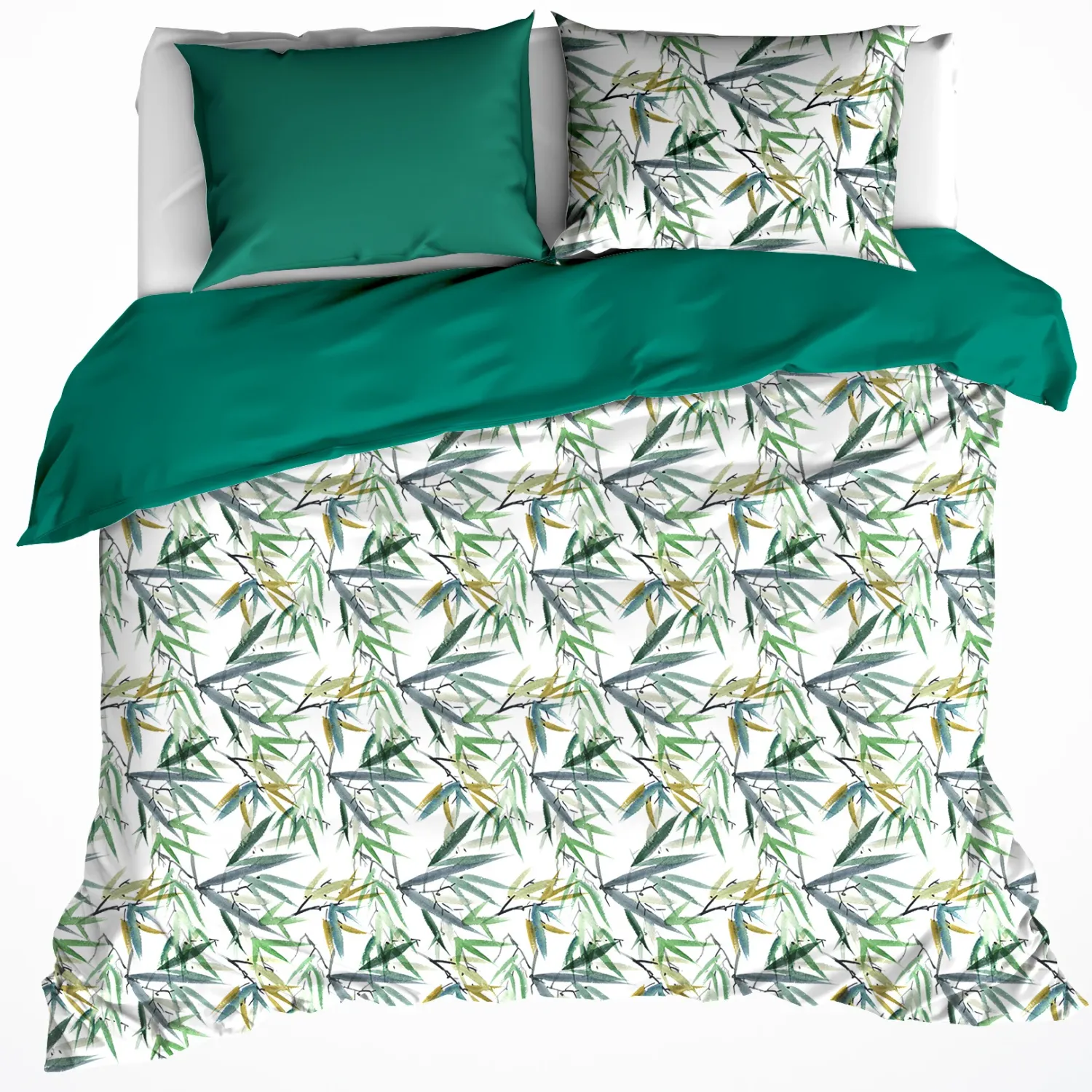 Dekbedovertrek Salix Deep Jungle -Hotelmaat - 260 x 240 cm - Katoen Perkal
