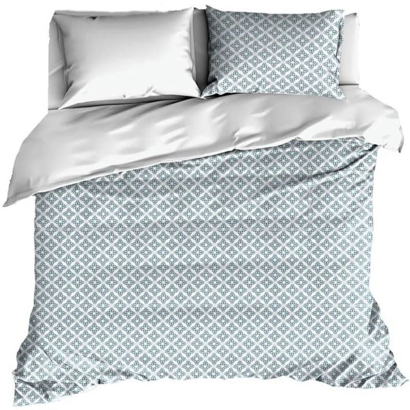 Dekbedovertrek Katoen Satijn Azulejos - Hotelmaat - 260 x 240 cm - Blauw