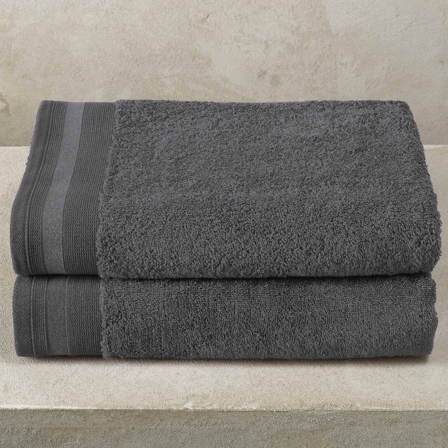 Badlaken Contessa, Dark Grey - 70 x 140 cm - 2 stuks - Katoen