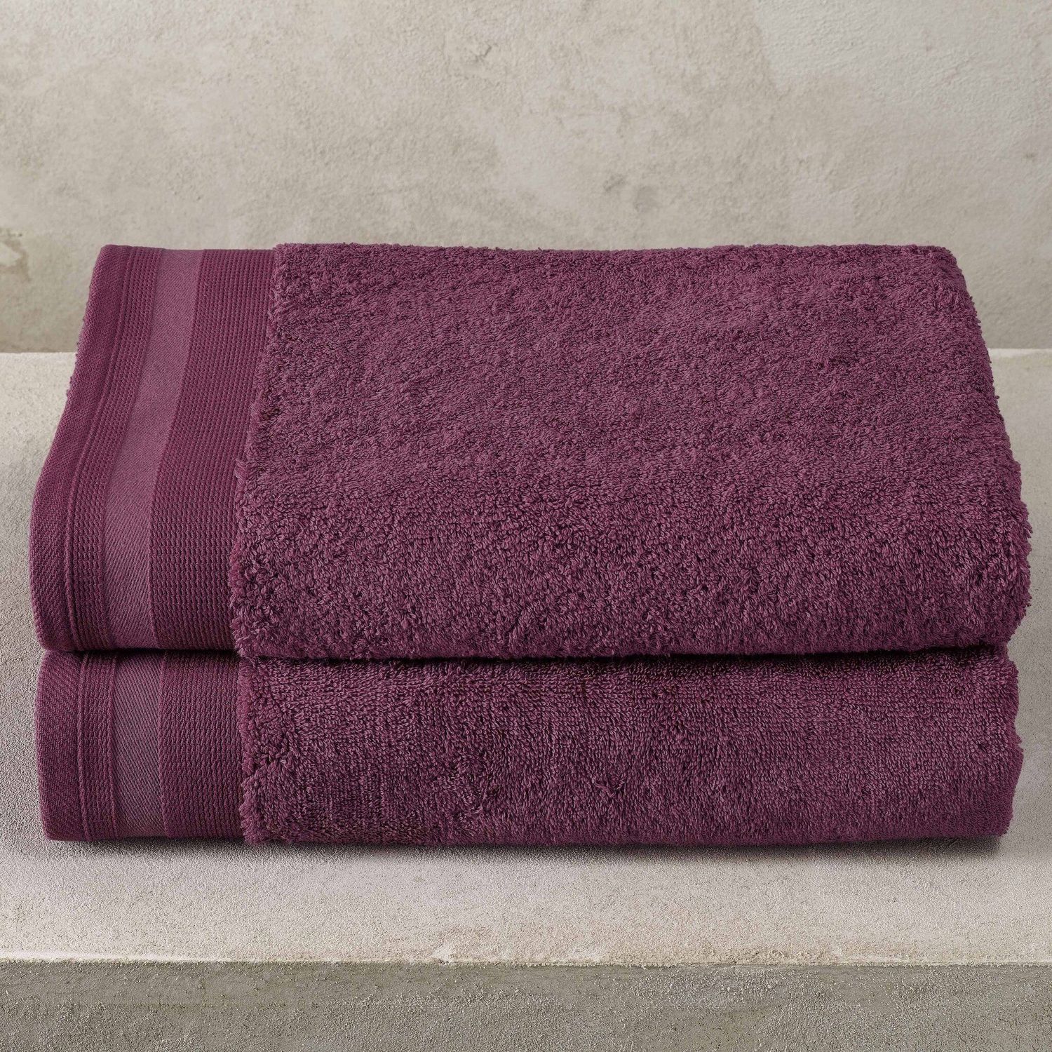 Badlaken Contessa, Aubergine - 70 x 140 cm - 2 stuks - Katoen