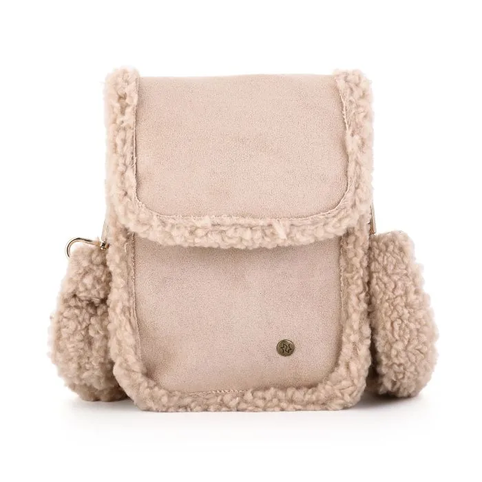 Winter teddy telefoon tasje BEIGE