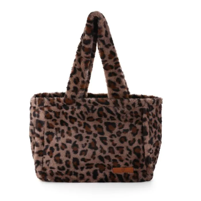 Luipaard faux fur shopper BROWN