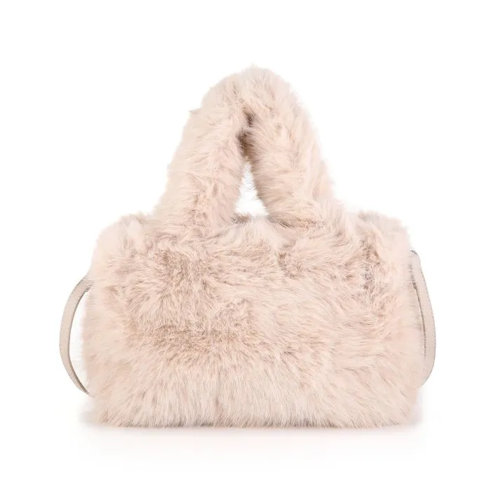 Teddy handtas met schouderband XL BEIGE