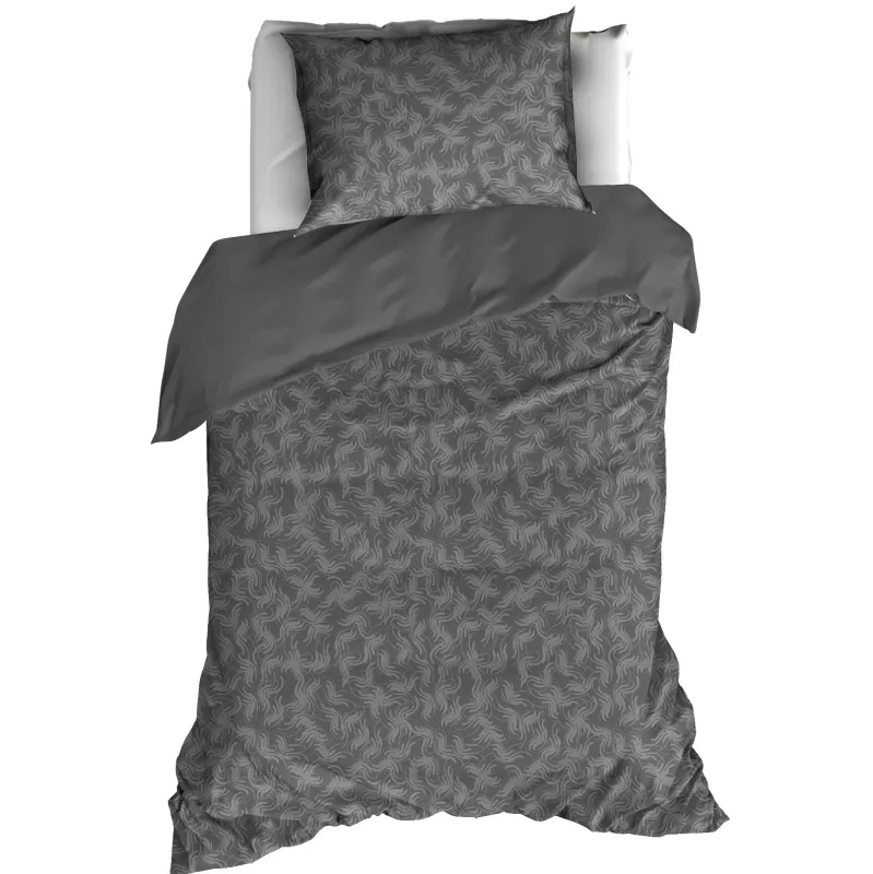 Dekbedovertrek Katoen Flanel Alvaro - Eenpersoons - 140 x 200/220 cm - Grijs