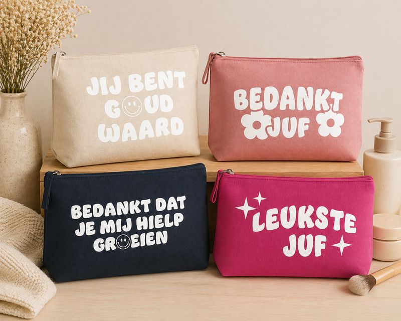 Cadeau Katoenen Toilettas voor juf
