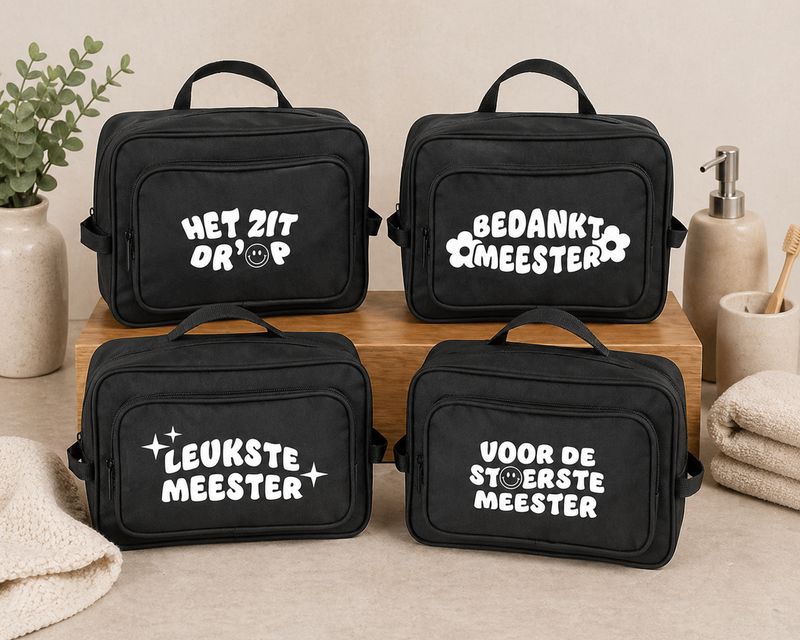 Cadeau Polyester toilettassen voor Meester