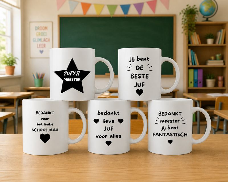 Cadeau Juf en Meester – Bedrukte Mokken