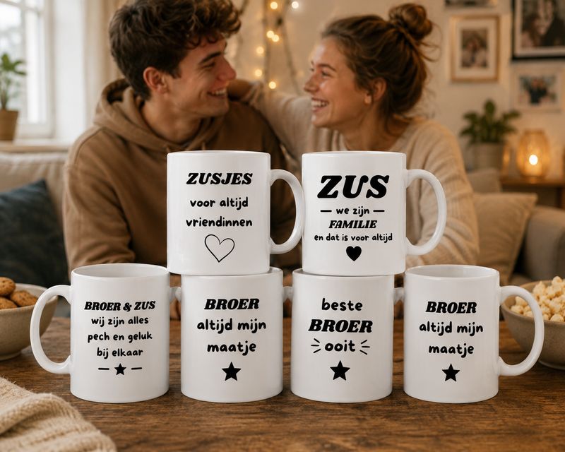Cadeau Zus of Broer - Bedrukte Mokken